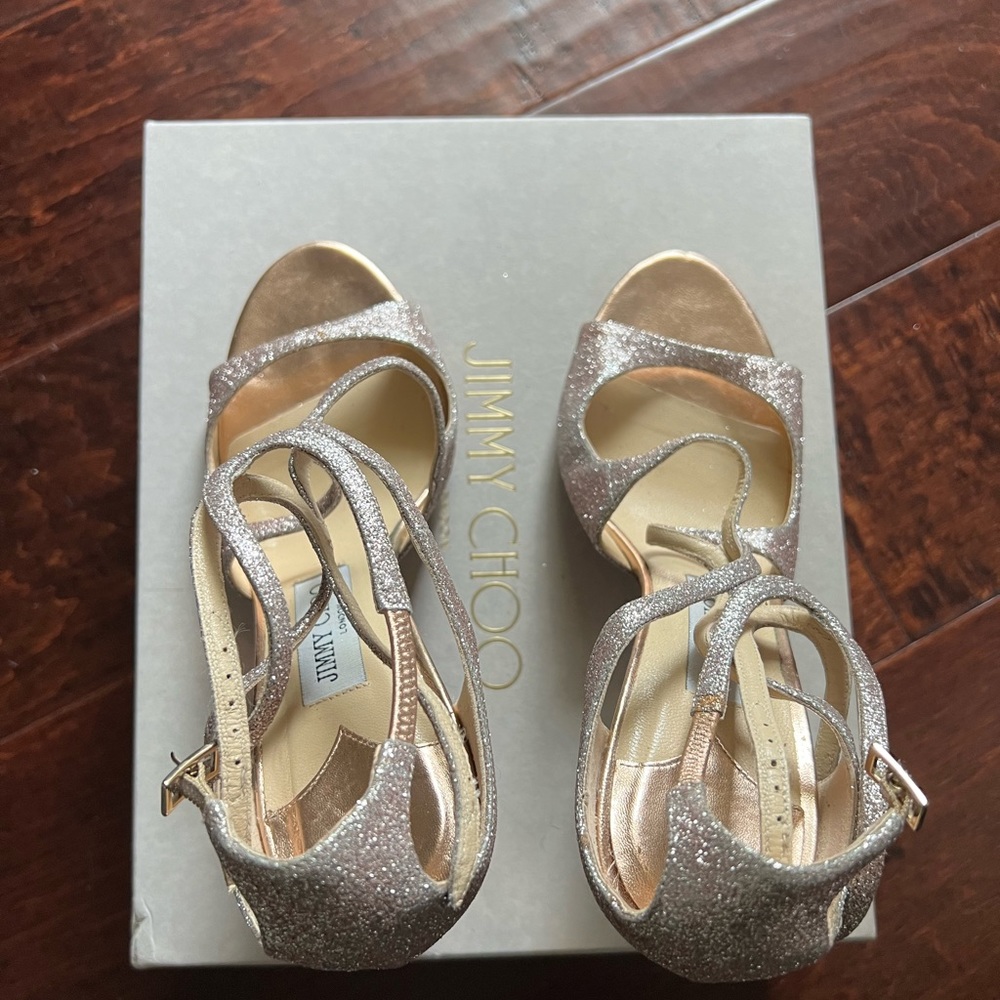 Jimmy Choo Women's Azia Strappy High Heel Sandals Rose Gold size 39.5 - Picture 4 of 9